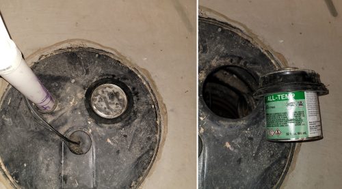 Sump pump hole improperly sealed