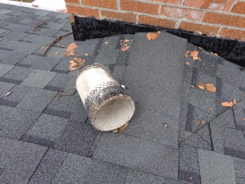 Damaged transite flue