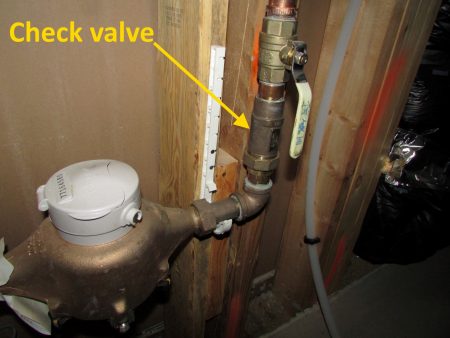 check valve on water supply