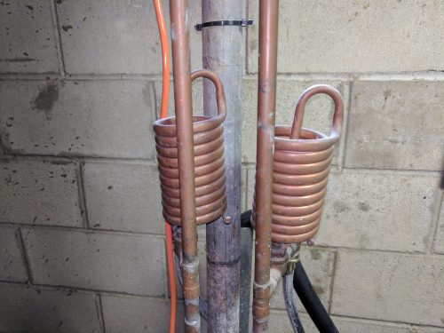 old water hammer arresters at fixture