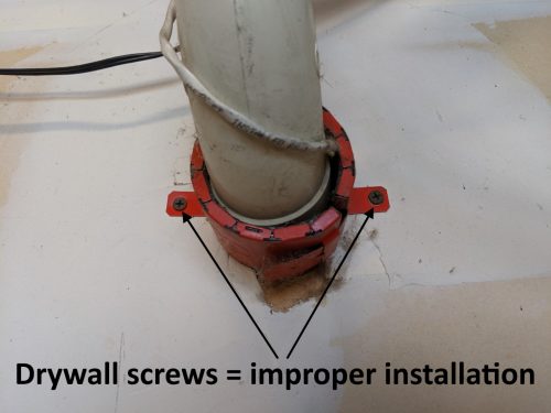 improperly installed firestop collar