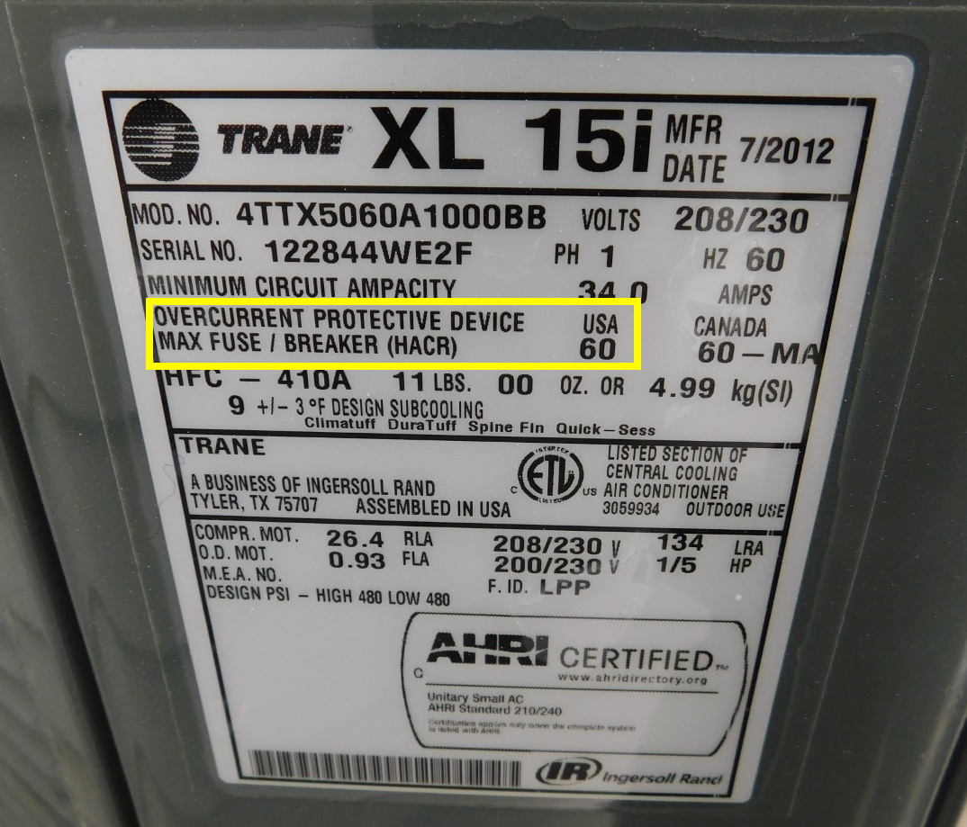 Sizing an air conditioner circuit breaker Structure Tech Home Inspections