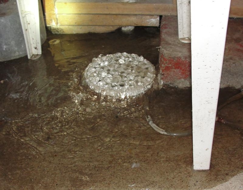 water coming up from basement floor drain when it rains - Colette Roe