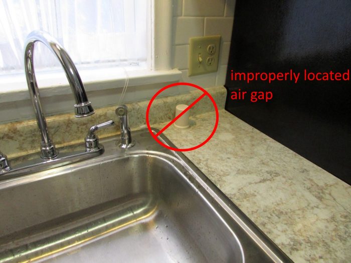 Improperly located air gap