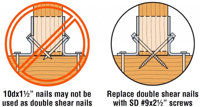 Short joist hanger nail repair