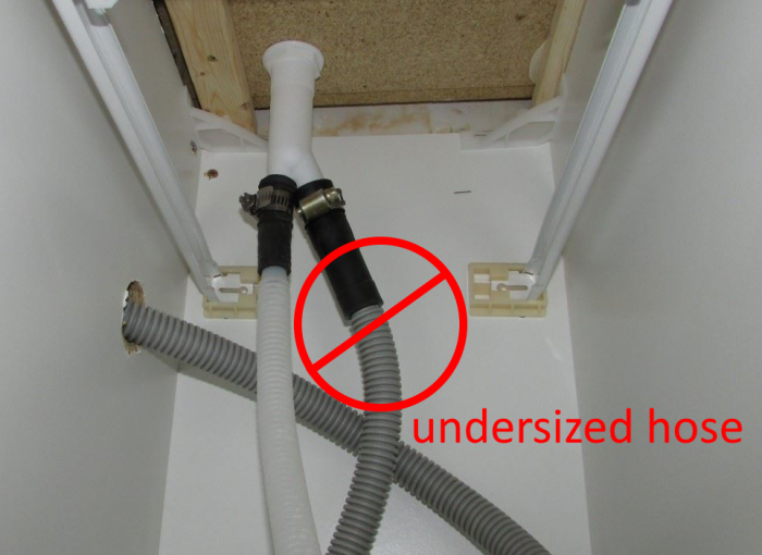 Undersized drain hose