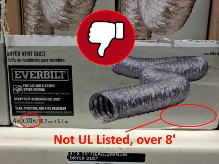 Unlisted dryer vent duct