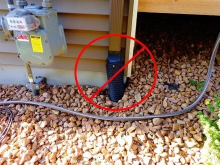 Downspout connected to yard drain