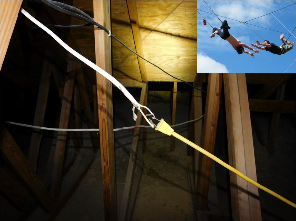 Only the boldest, most daring DIYers will attempt the flying trapeze electrical splice.