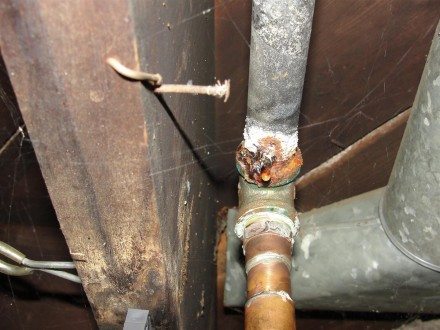Leaking galvanized pipe