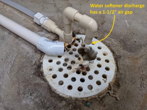 Water softener air gap