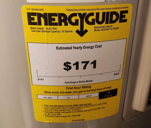Heat Pump Water Heater EnergyGuide Label
