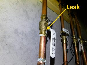 Leak at valve