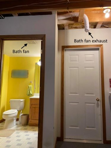 Bath fan vents into entryway