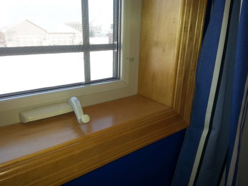 Beige vinyl window