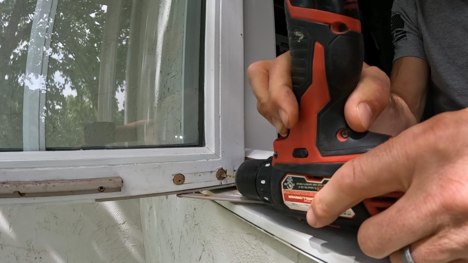 Repairing loose hardware at a casement window: Level 2 repair with wood ...