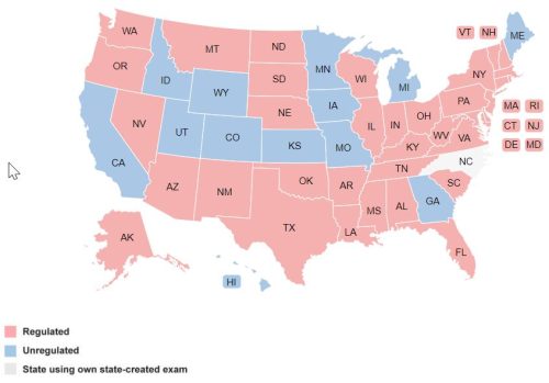 Home inspection licensing map