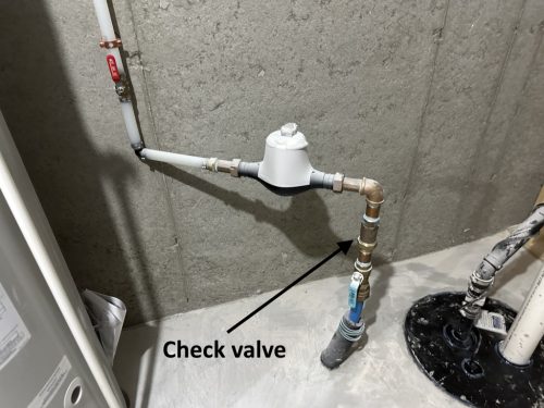 TPRV Leaking check valve at water meter marked up