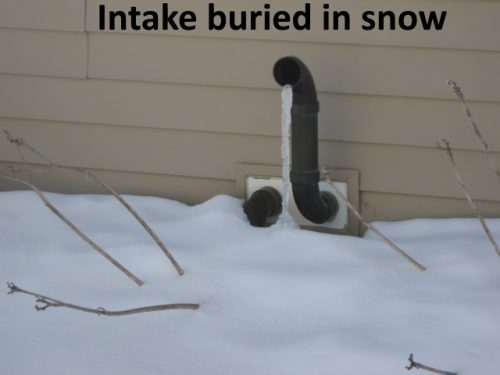 Furnace intake buried in snow